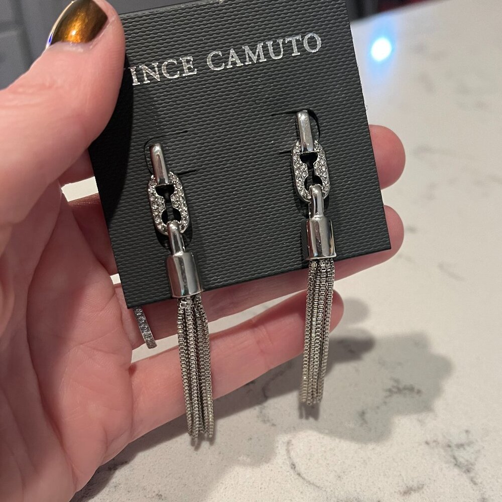 NWT Vince Camuto *Silver Tassel* Dangle Earrings | Silver-Tone | Chic & Delicate - Picture 4 of 10